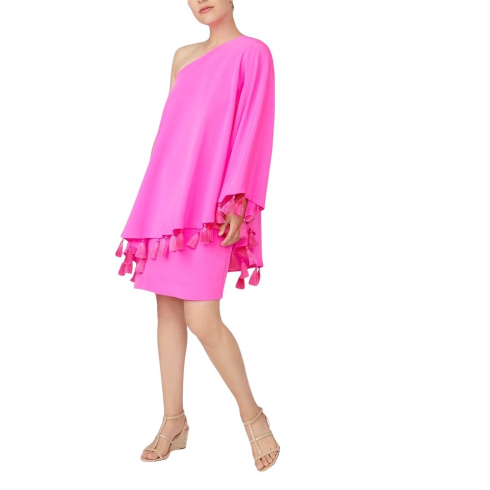 JCREW PINK TASSEL OFF THE SHOULDER UNIQUE BARBIECORE WEDDING GUEST DRESS 10